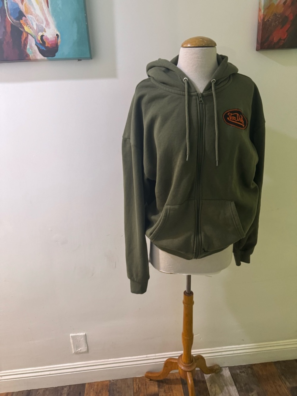 Von Dutch | Olive Green Hooded Zip-Up Jacket 🔥